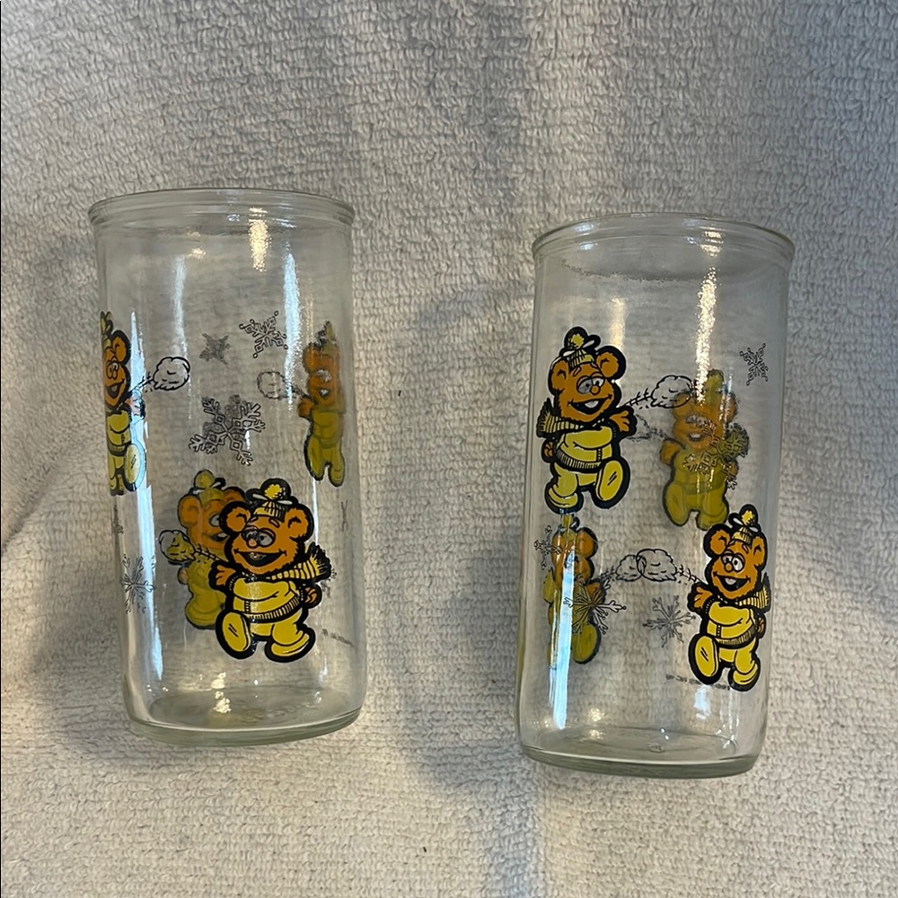 Vintage Baby Fozzie Bear Glass Tumblers  EUX